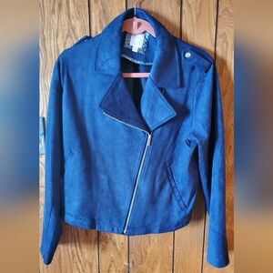 LC Lauren Conrad Navy Suede-like Jacket